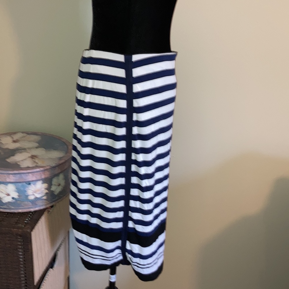 White, navy, black striped skirt - Picture 2 of 5